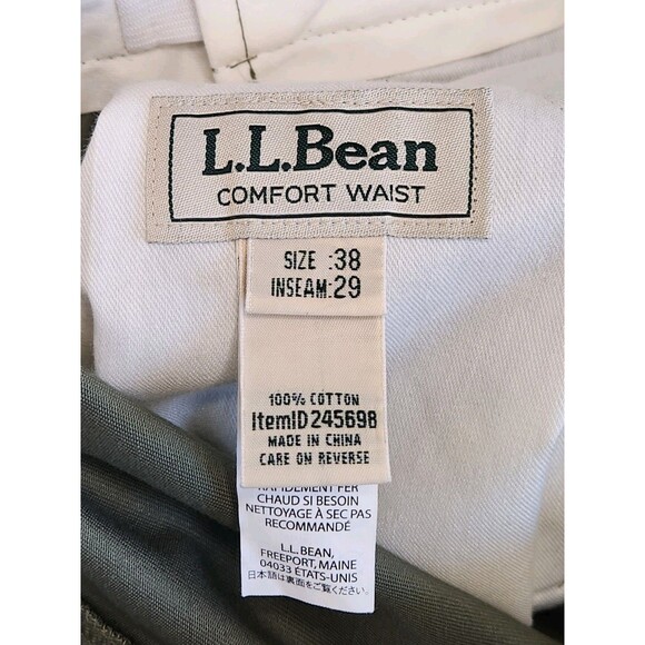 NWT L.L. Bean Pants Men's 38x29 Green Comfort Waist Wrinkle Free Chinos Khakis - Picture 4 of 8